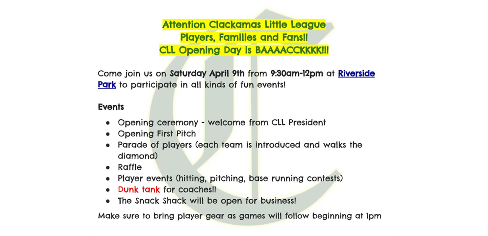 CLL Opening Day Celebration 2022